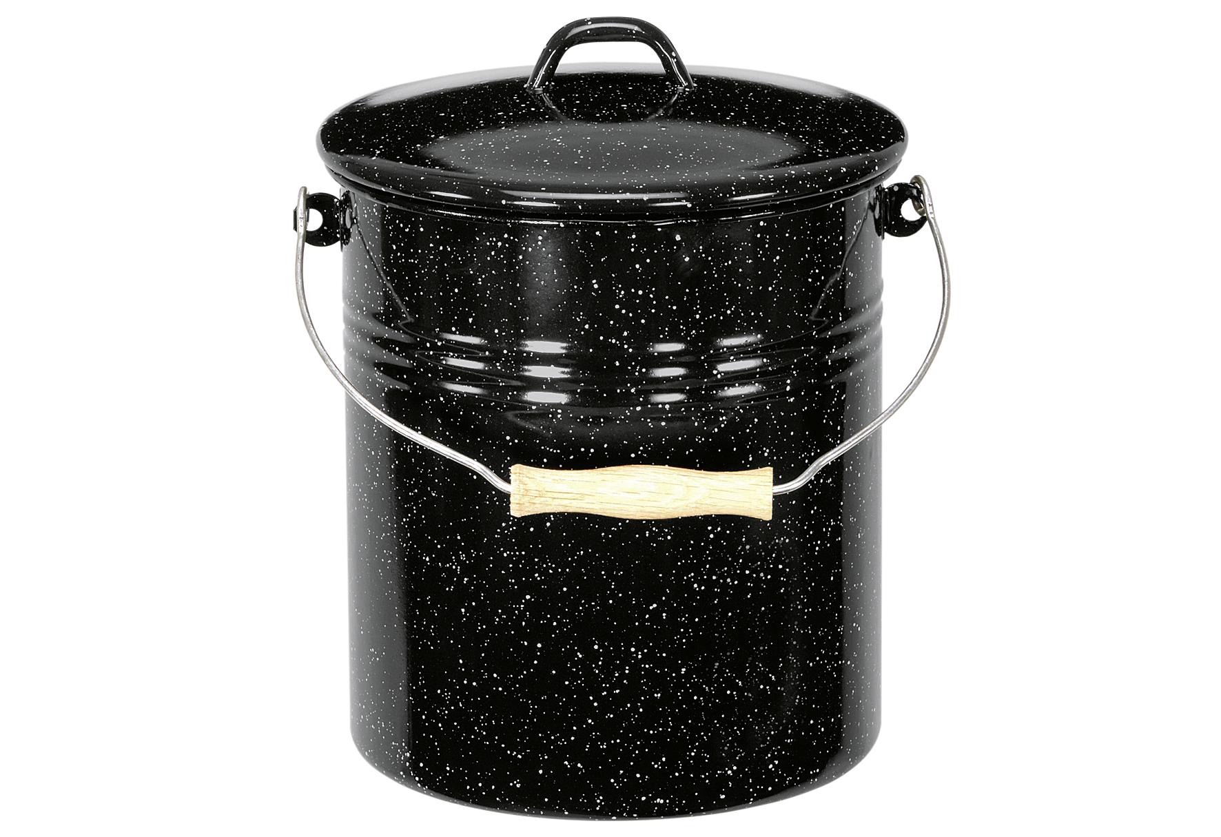 KARL KRÜGER Mülleimer mit Deckel Ø 20 cm 5000 ml schwarz-weiß gesprenkelt