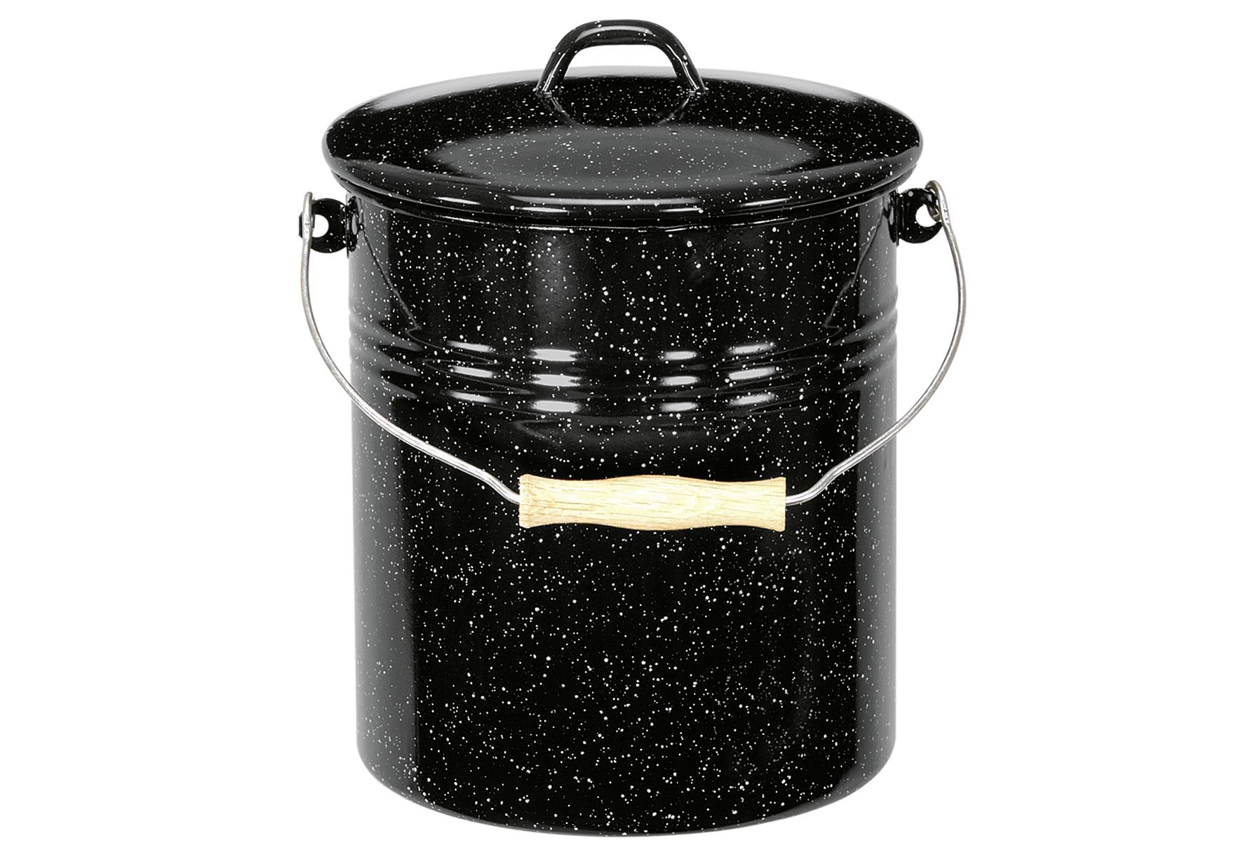 KARL KRÜGER Mülleimer mit Deckel Ø 16 cm 3000 ml schwarz-weiß gesprenkelt