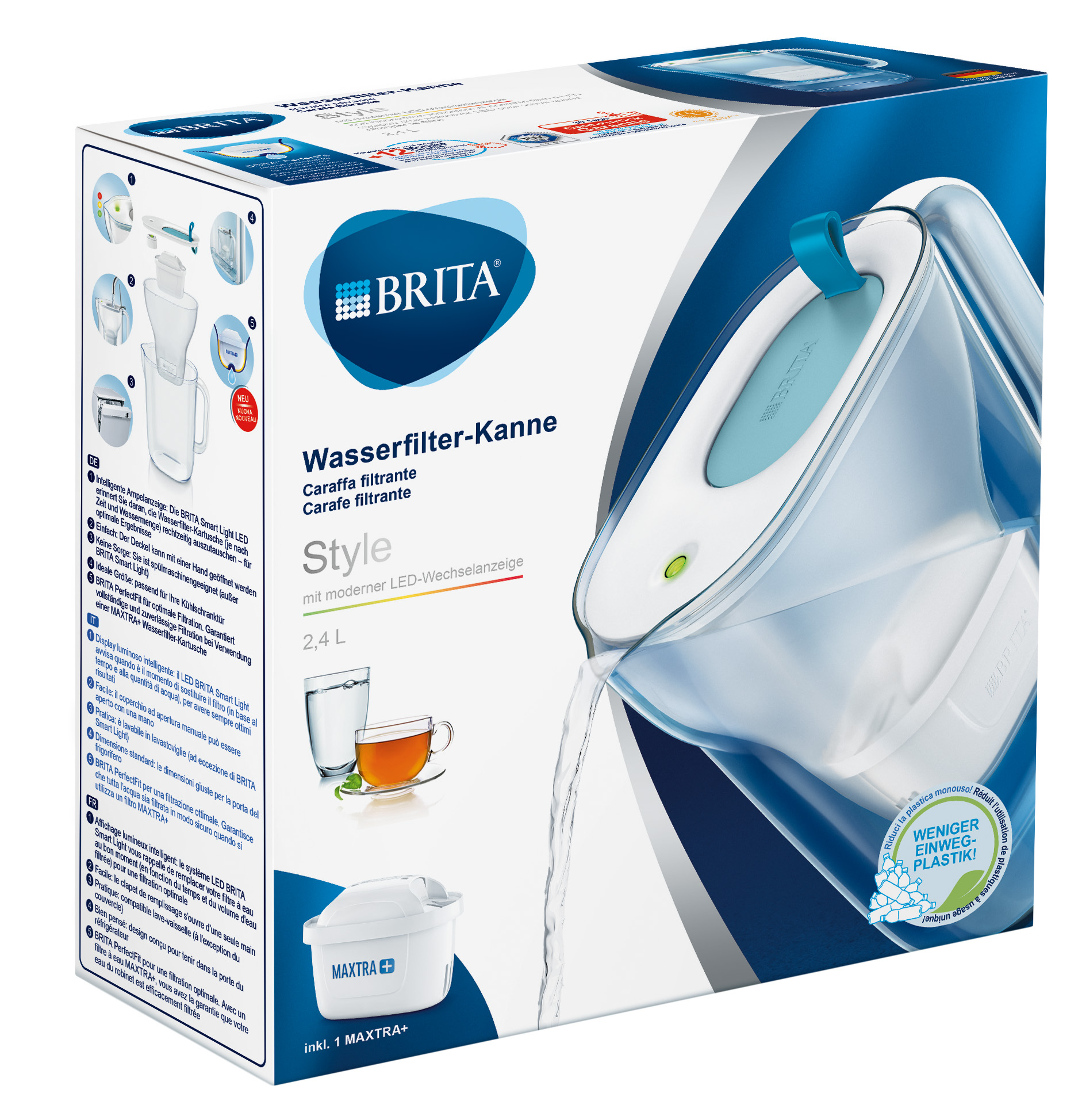 BRITA Wasserfilter fill & enjoy Style Maxtra+ 2,4 l aquamarin
