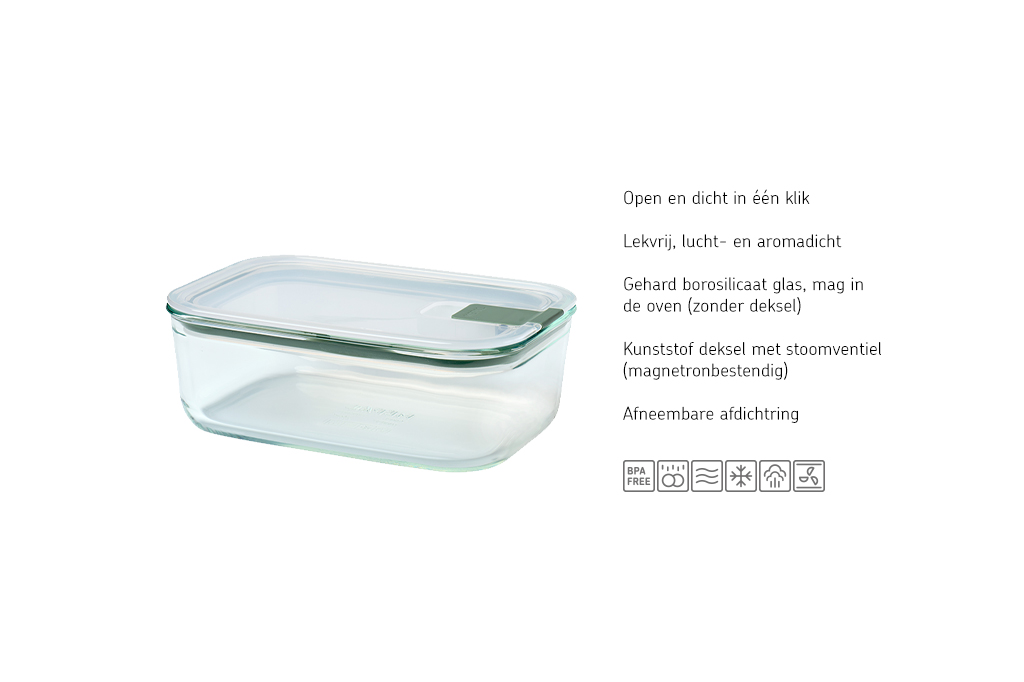 Mepal glas frischhaltedose easyclip 1000 ml - nordic sage
