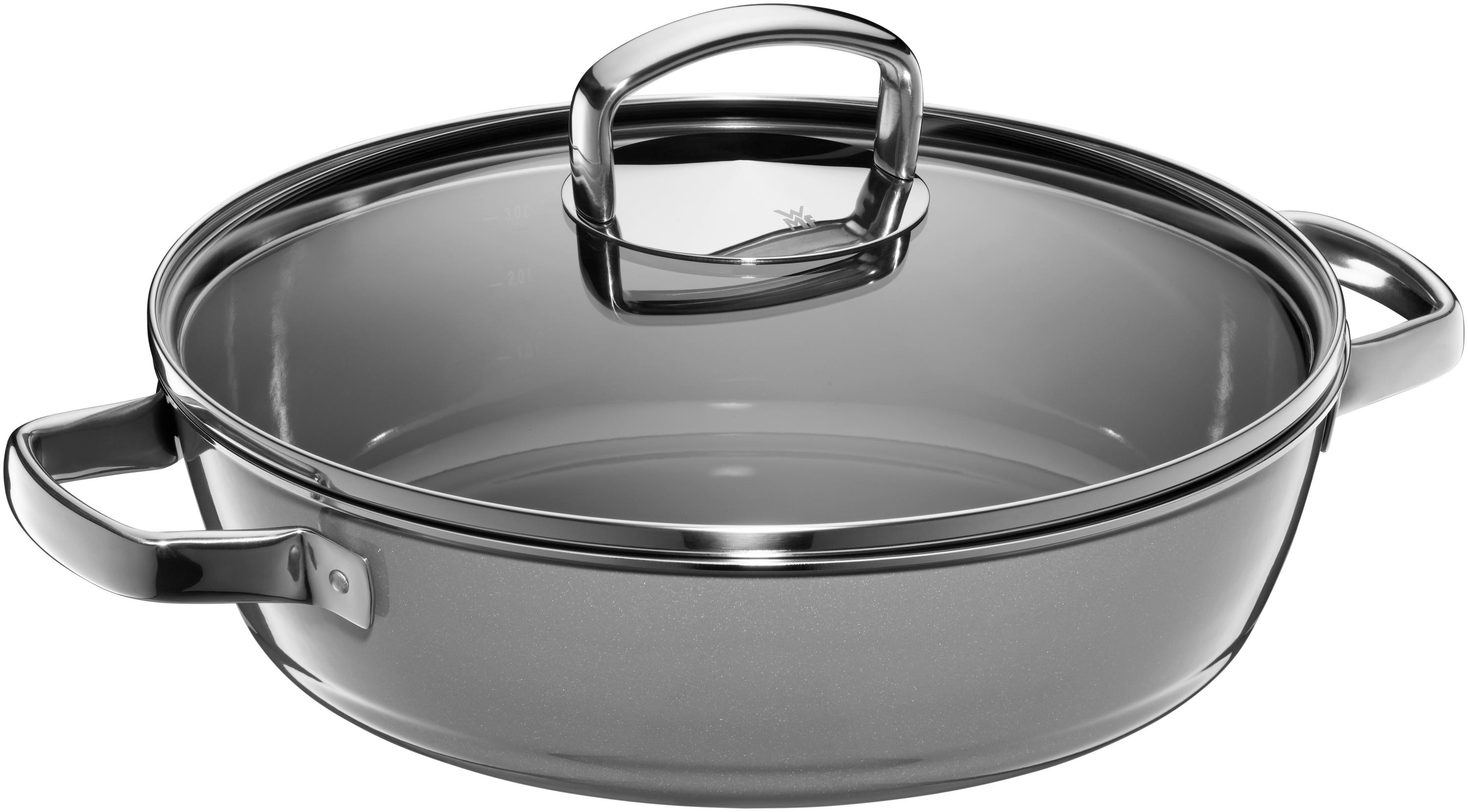 WMF Fusiontec Mineral Schmorpfanne mit Glasdeckel, 28 cm, Platinum