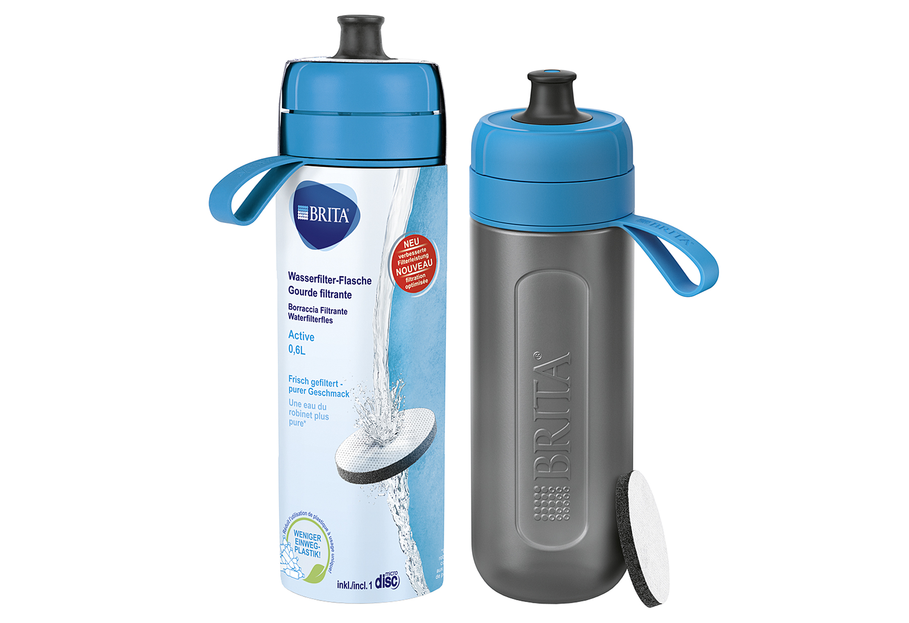 BRITA Wasserfilterflasche Fill & Go Active 0,6l blau