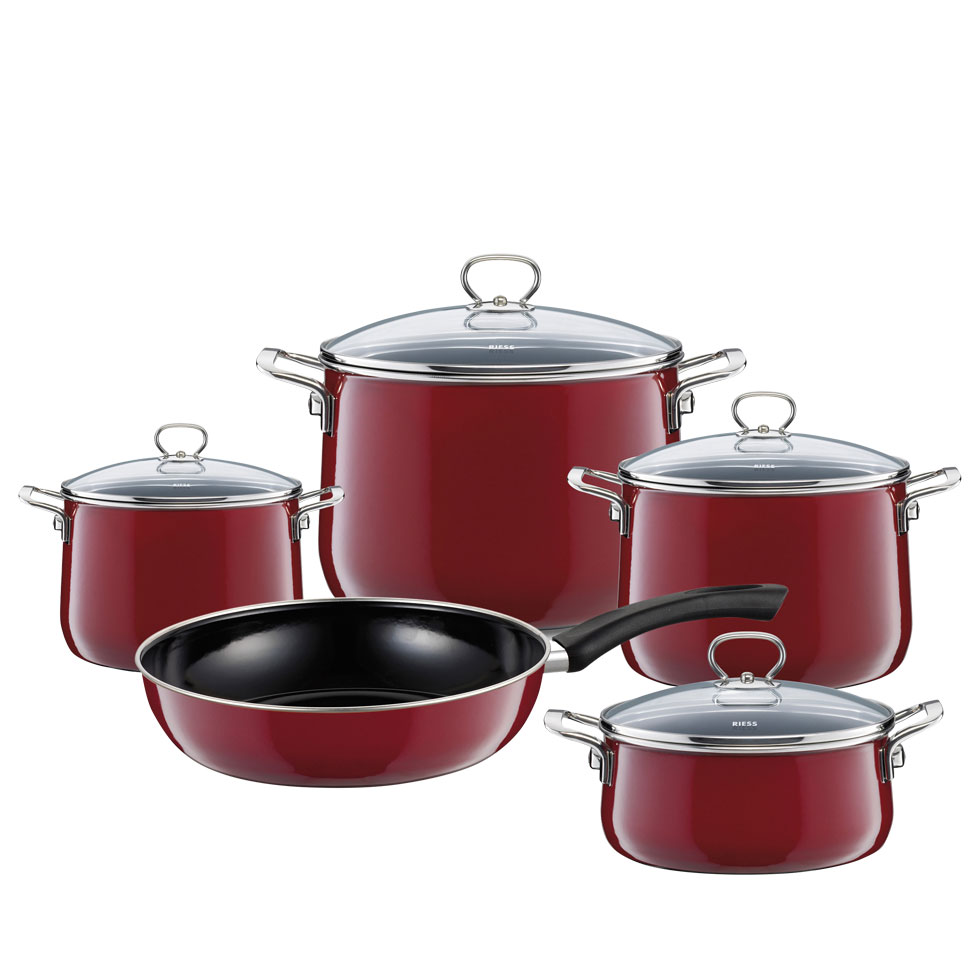 Riess Topfset Emaille-Set 5-tlg. Rosso