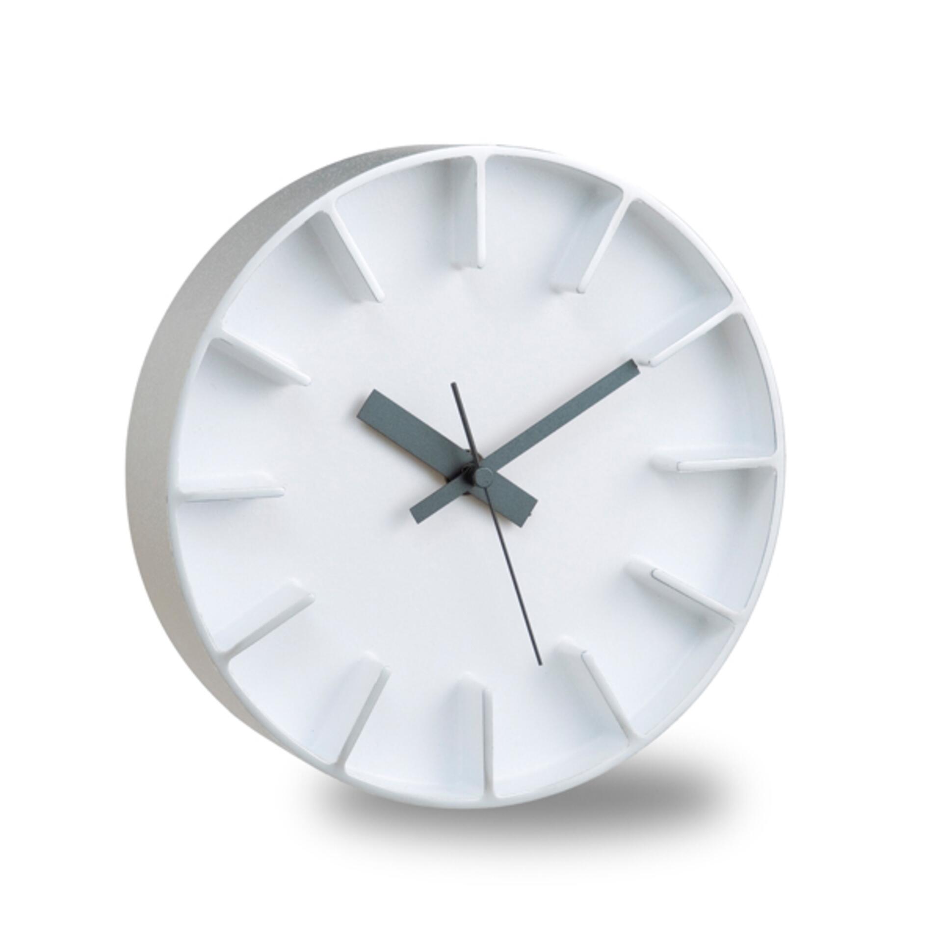 Lemnos Edge Clock Designuhr Klein Weiß