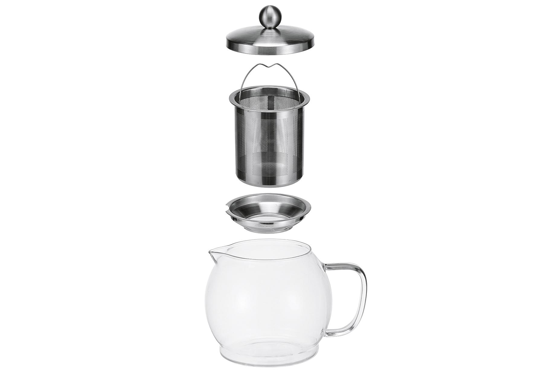 HI Teekanne mit Edelstahlfilter 1200 ml transparent / edelstahl