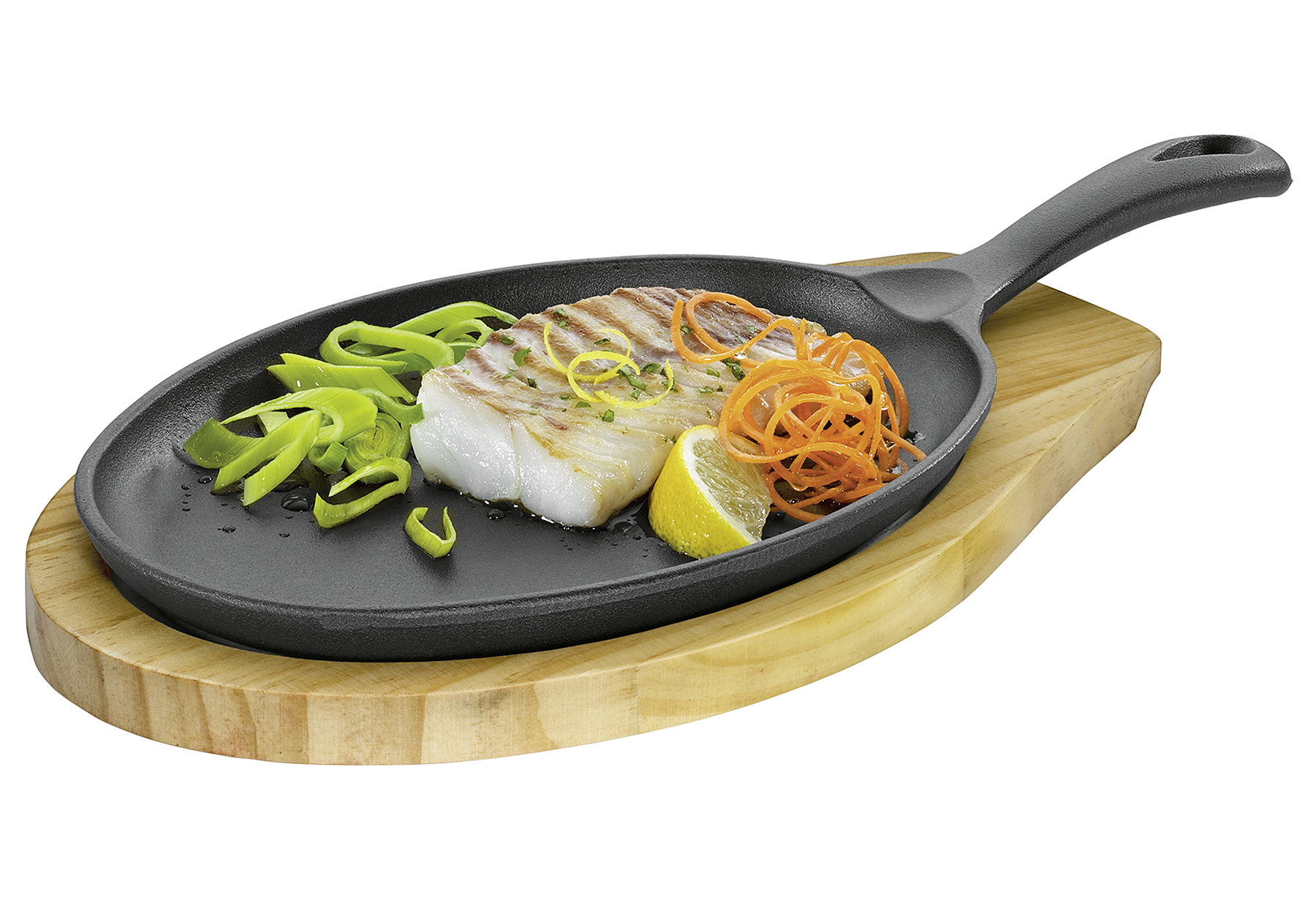 KÜCHENPROFI Servierpfanne oval mit Holzbrett BBQ 39x20x5cm