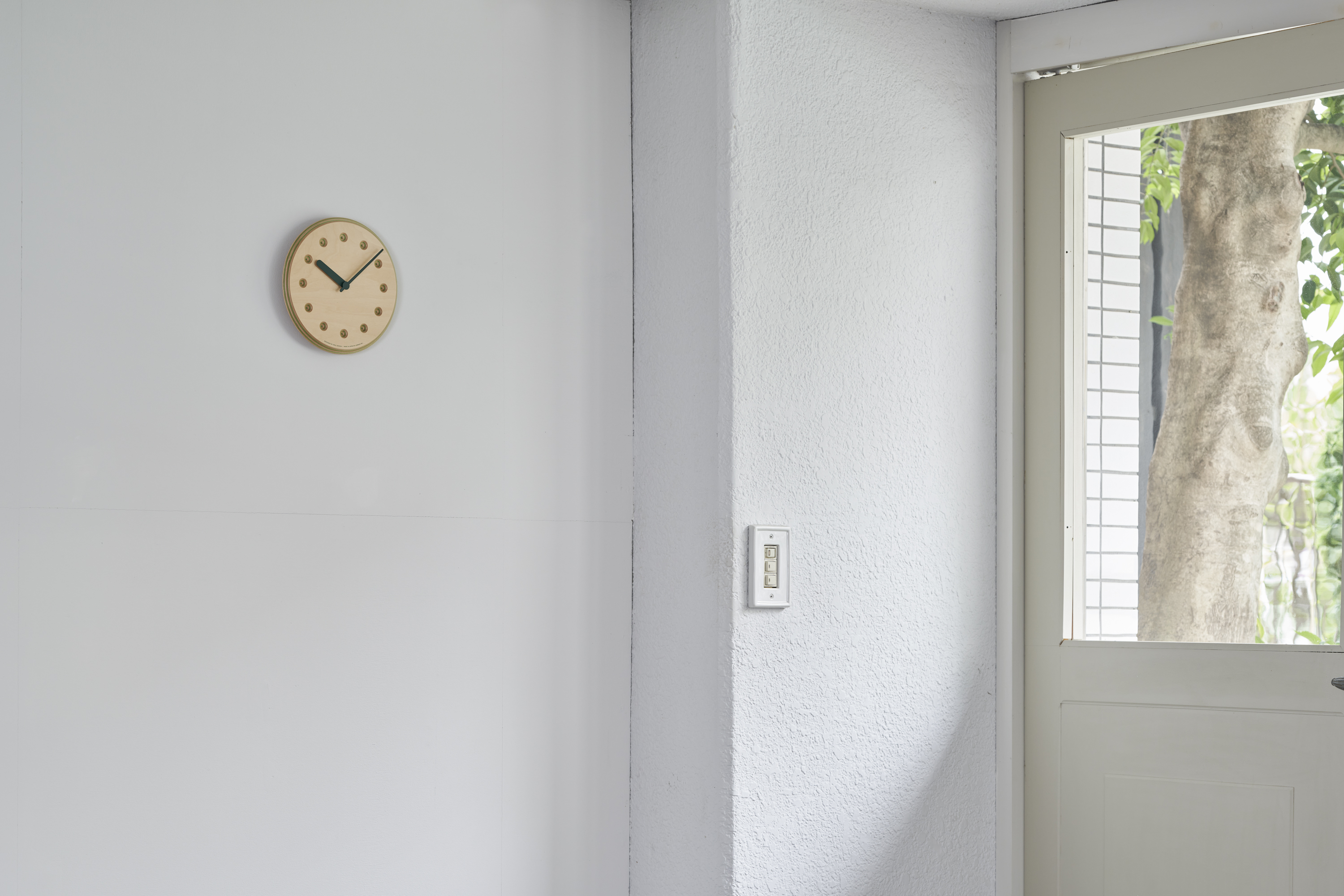 Lemnos Wanduhr Paper-Wood Clock dot / orange