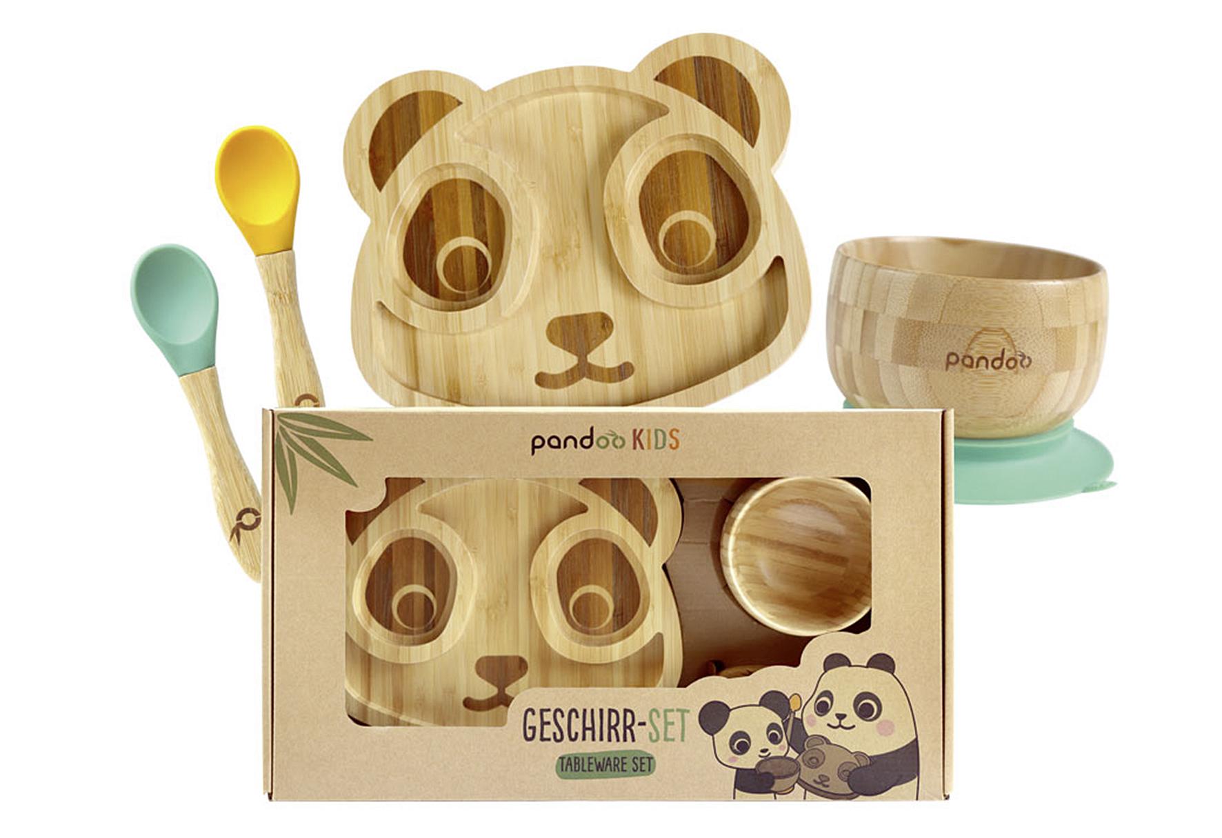 PANDOO Kindergeschirr-Set 4-teilig nature