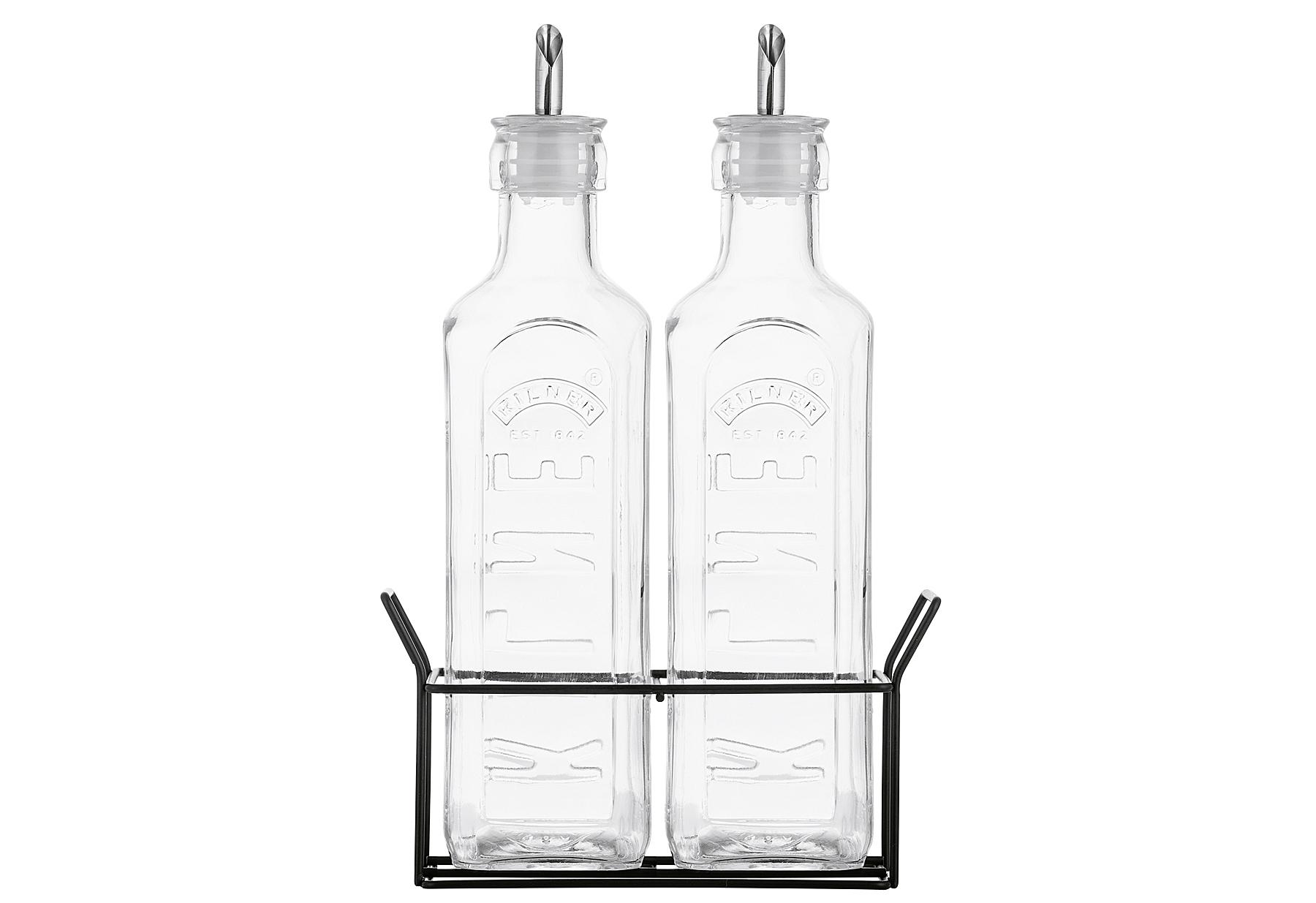 KILNER ÖL- und Essigflaschen Set, 600 ml transparent/ silber