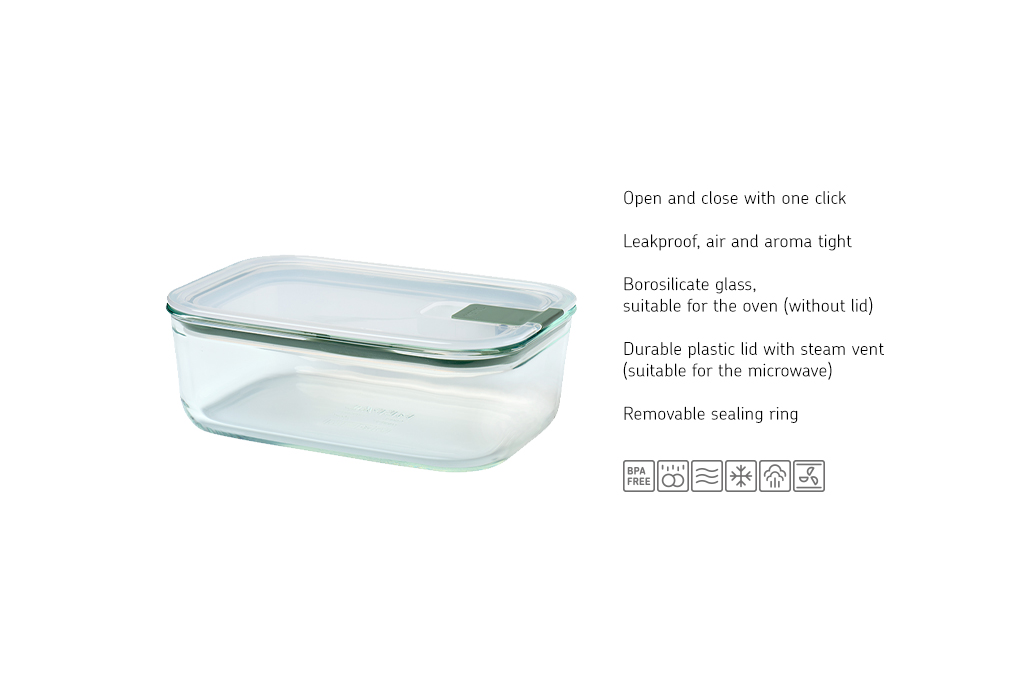 Mepal glas frischhaltedose easyclip 1000 ml - nordic sage