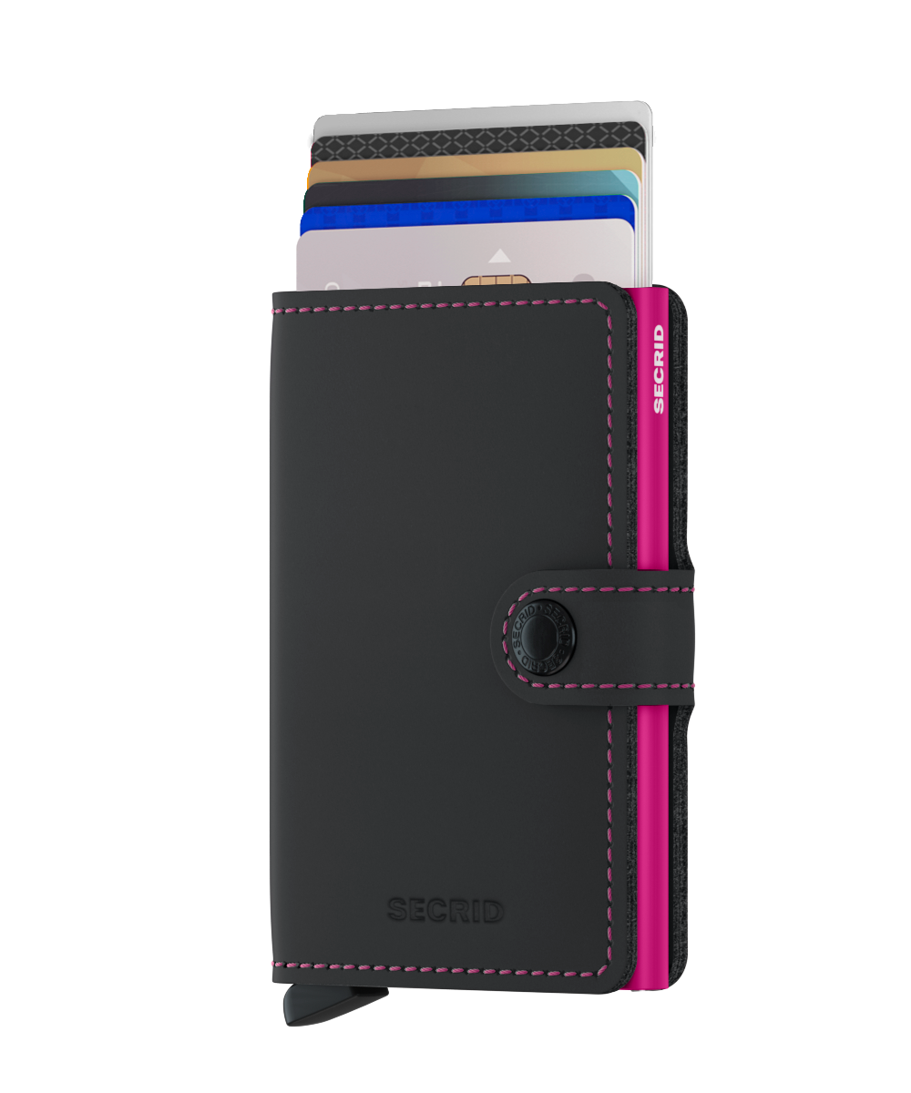 Secrid Miniwallet Matte Black & Fuchsia