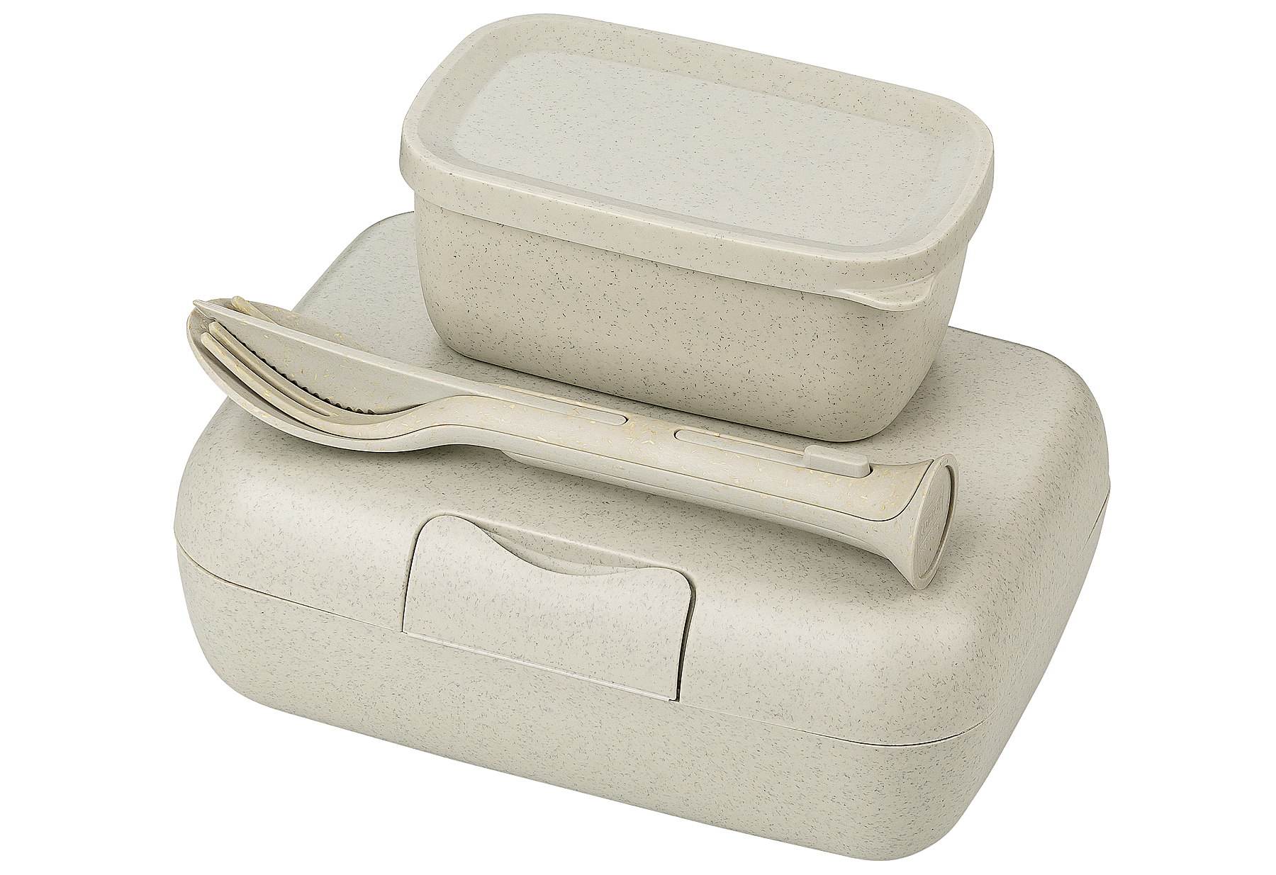 Koziol Lunchbox-Set + Besteck-Set CANDY READY nature dese