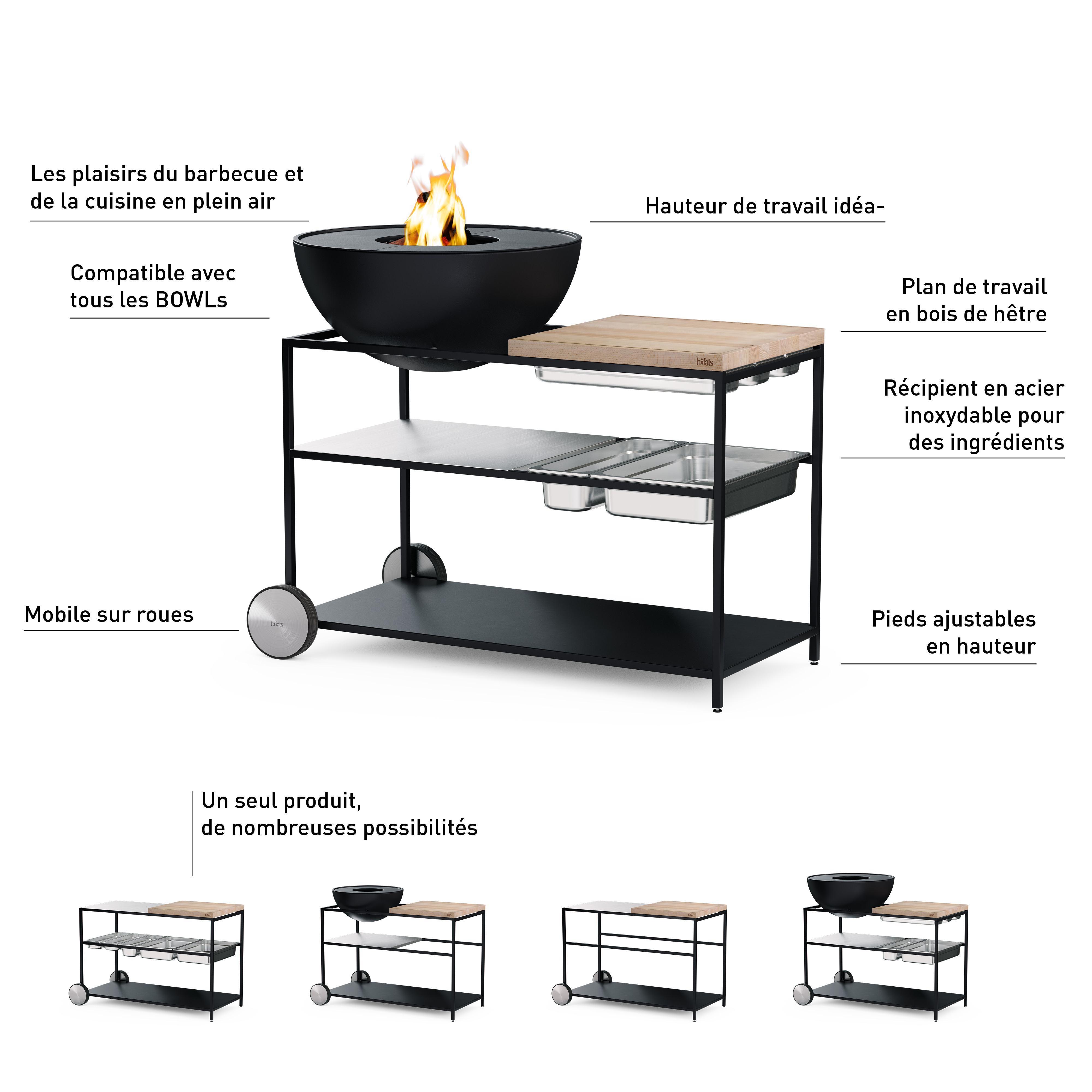 Höfats FIRE KITCHEN mit BOWL 70 Plancha-Grillset tief