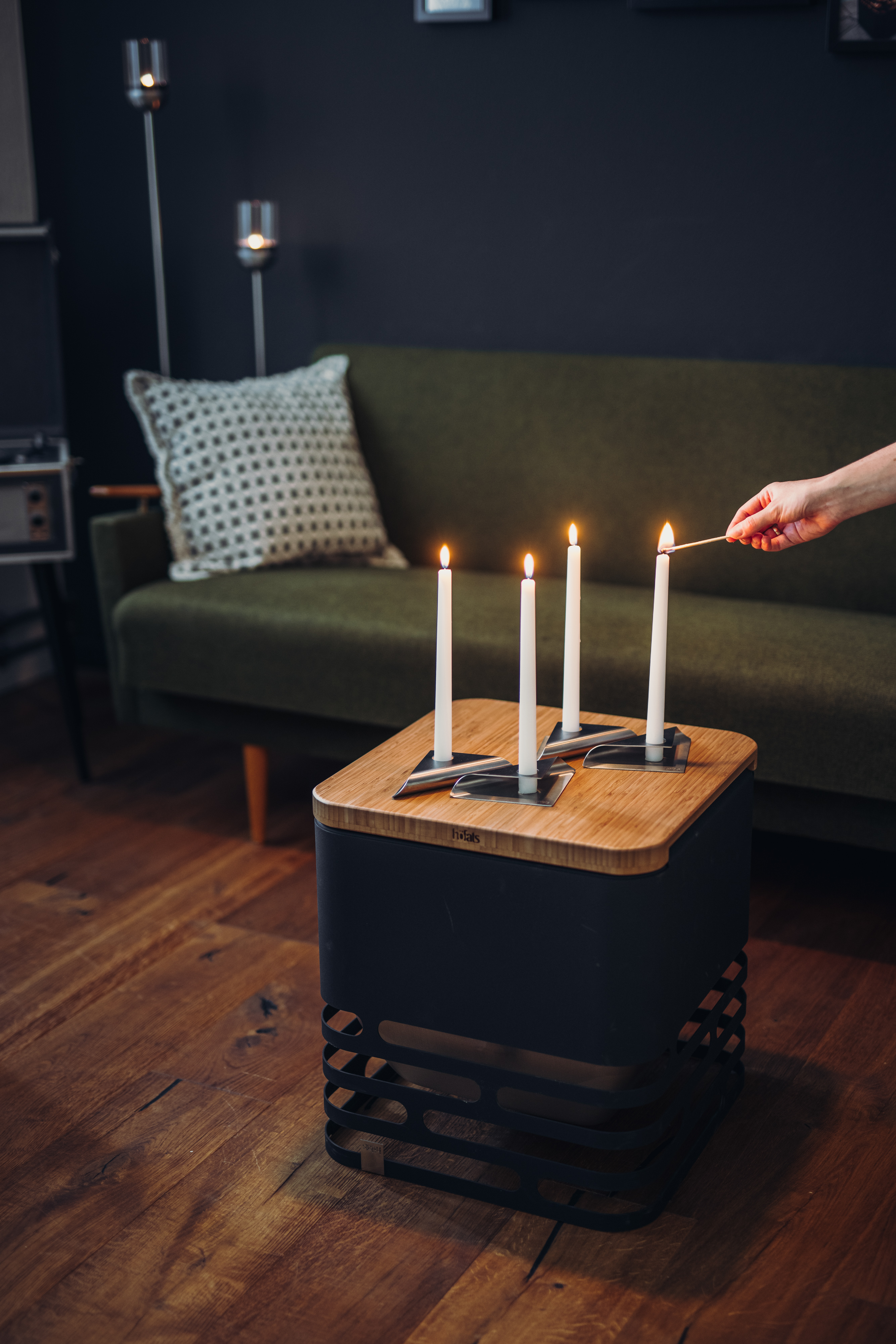 Höfats SQUARE CANDLE silber, VE 4
