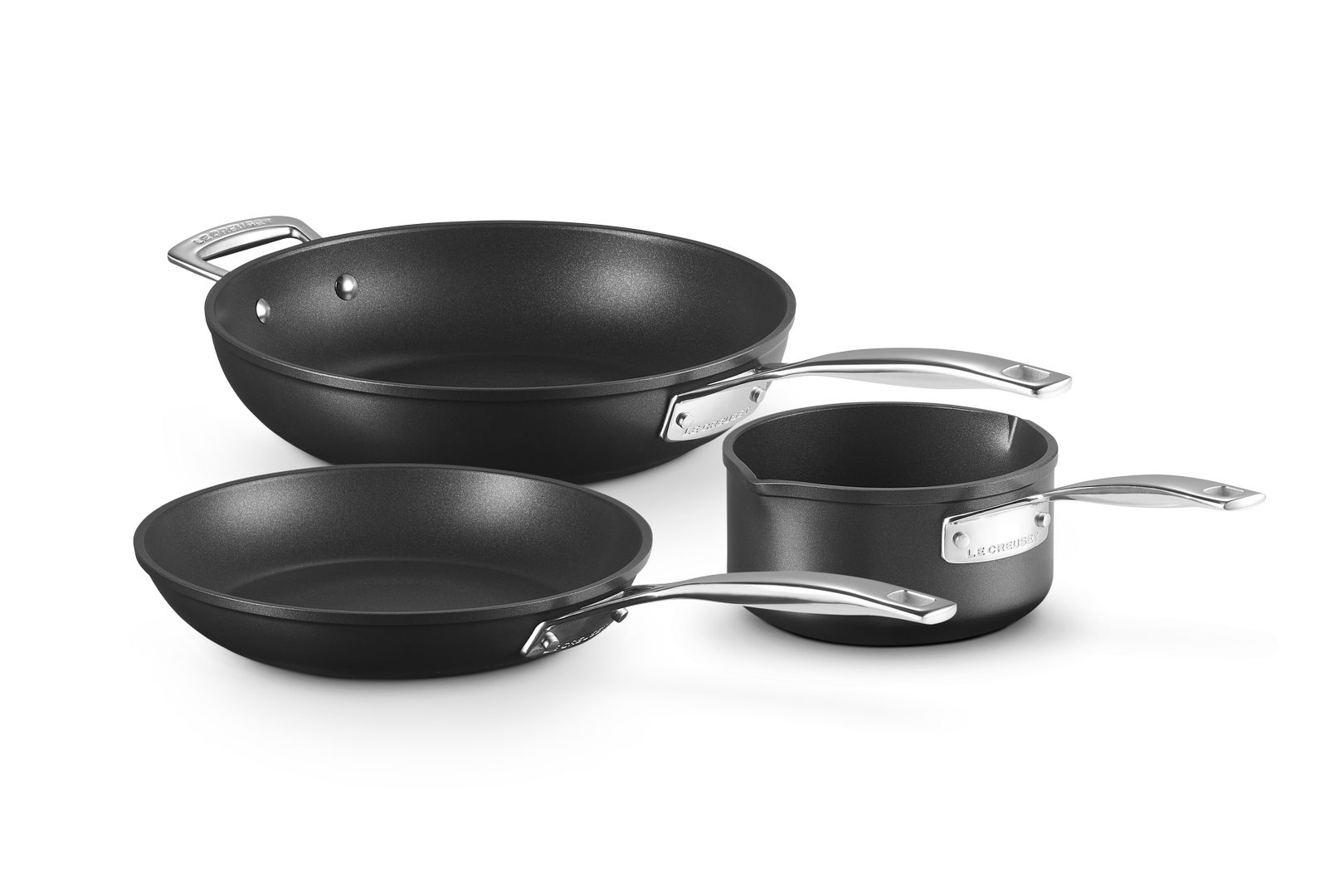 Le Creuset Aluminium-Antihaft Pfannen-Set 24/26 cm, Milchtopf Le Creuset Aluminium-Antihaft Pfannen-Set 24/26 cm, Milchtopf