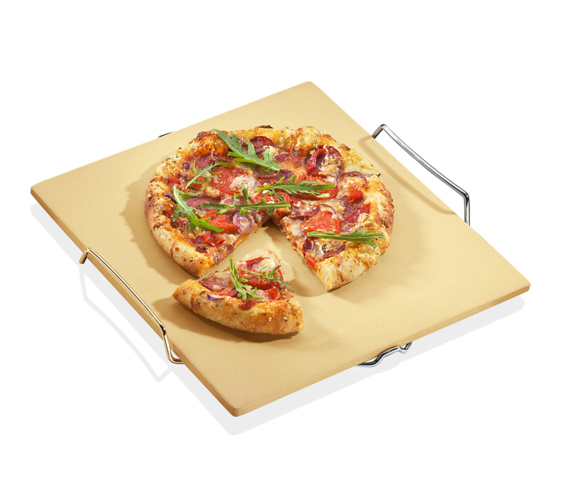 Pizzastein mit Gestell 40x38 cm Pizzastein mit Gestell 40x38 cm