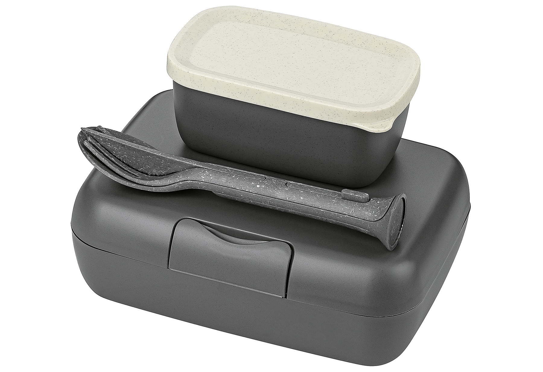 Koziol Lunchbox-Set + Besteck-Set CANDY READY nature ash