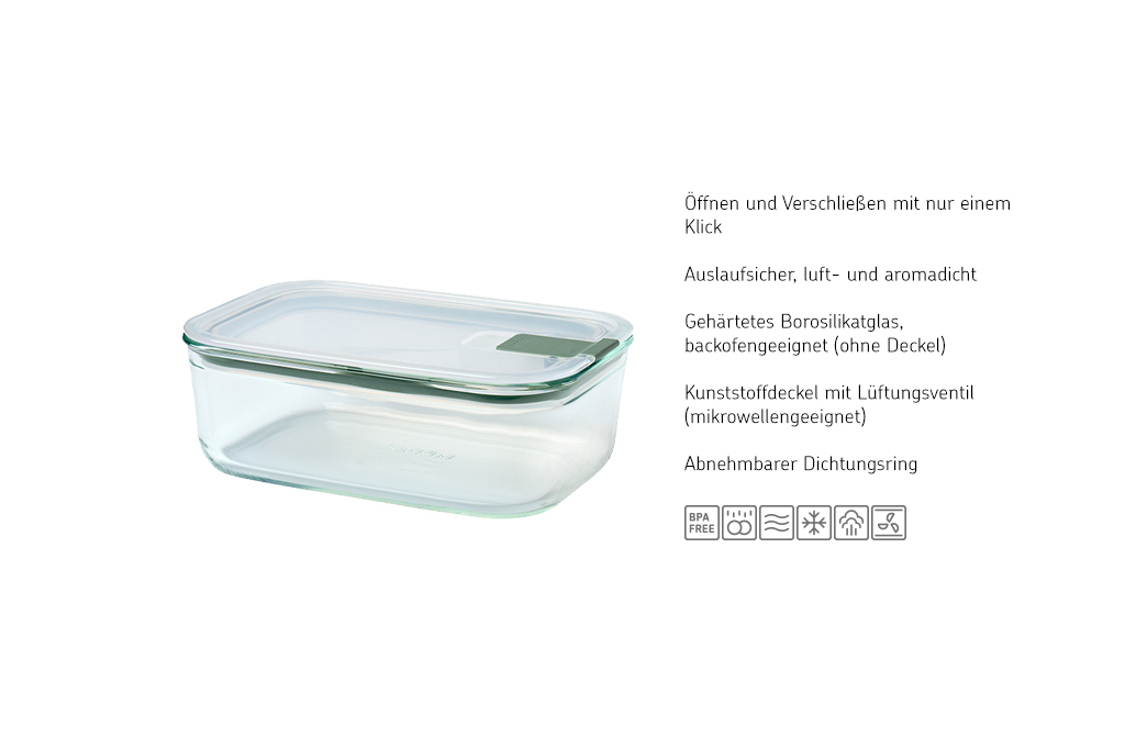 Mepal glas frischhaltedose easyclip 1000 ml - nordic sage