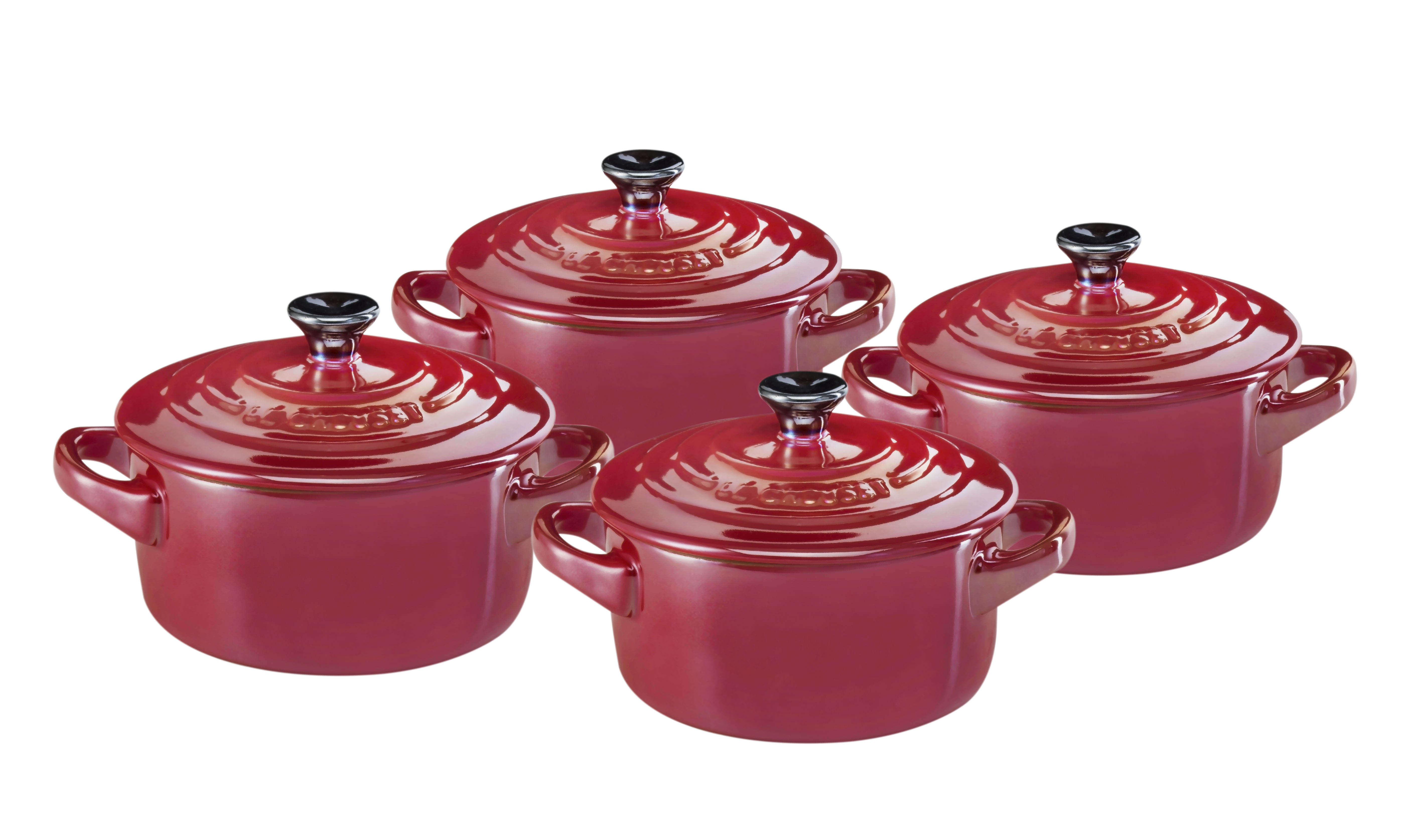 Le Creuset MINI-COCOTTE 4ER SET METALLICS KIRSCHROT