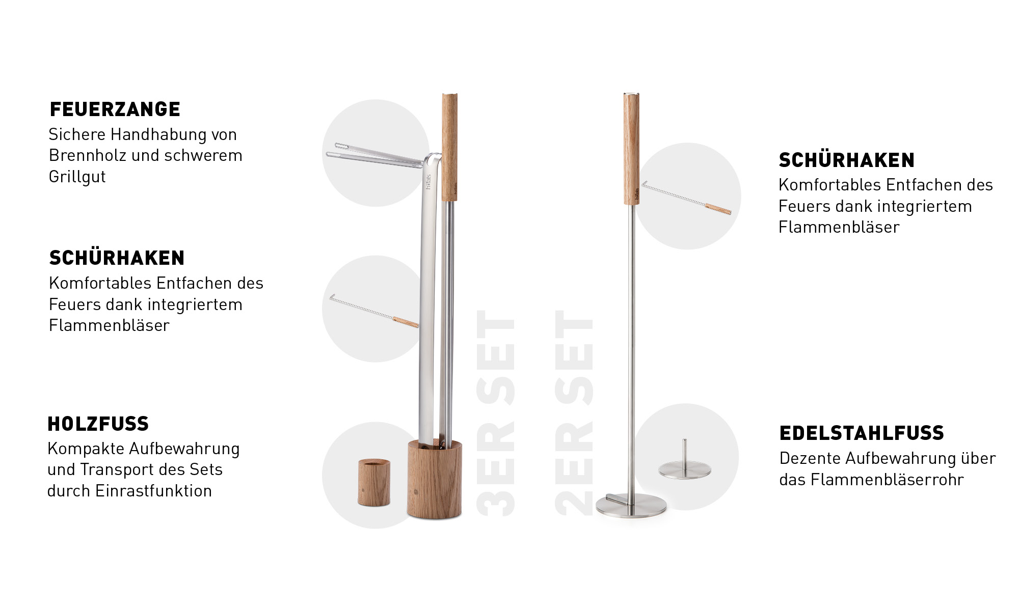 Höfats Edelstahlfuß für Schürhaken mit Flammenbläser
