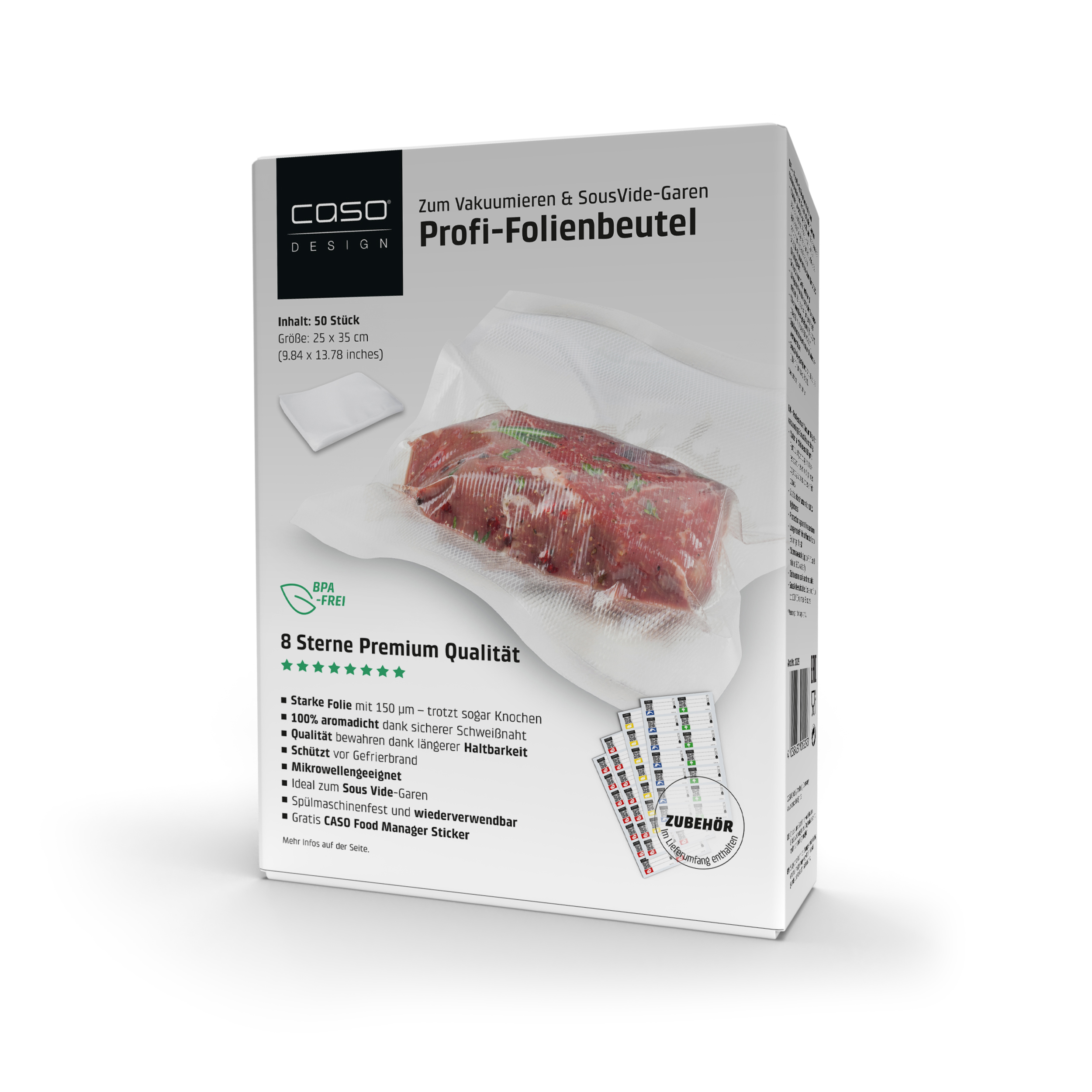 Caso Folienbeutel mit Rippenstruktur Folienbeutel 25 x Caso Folienbeutel mit Rippenstruktur Folienbeutel 25 x