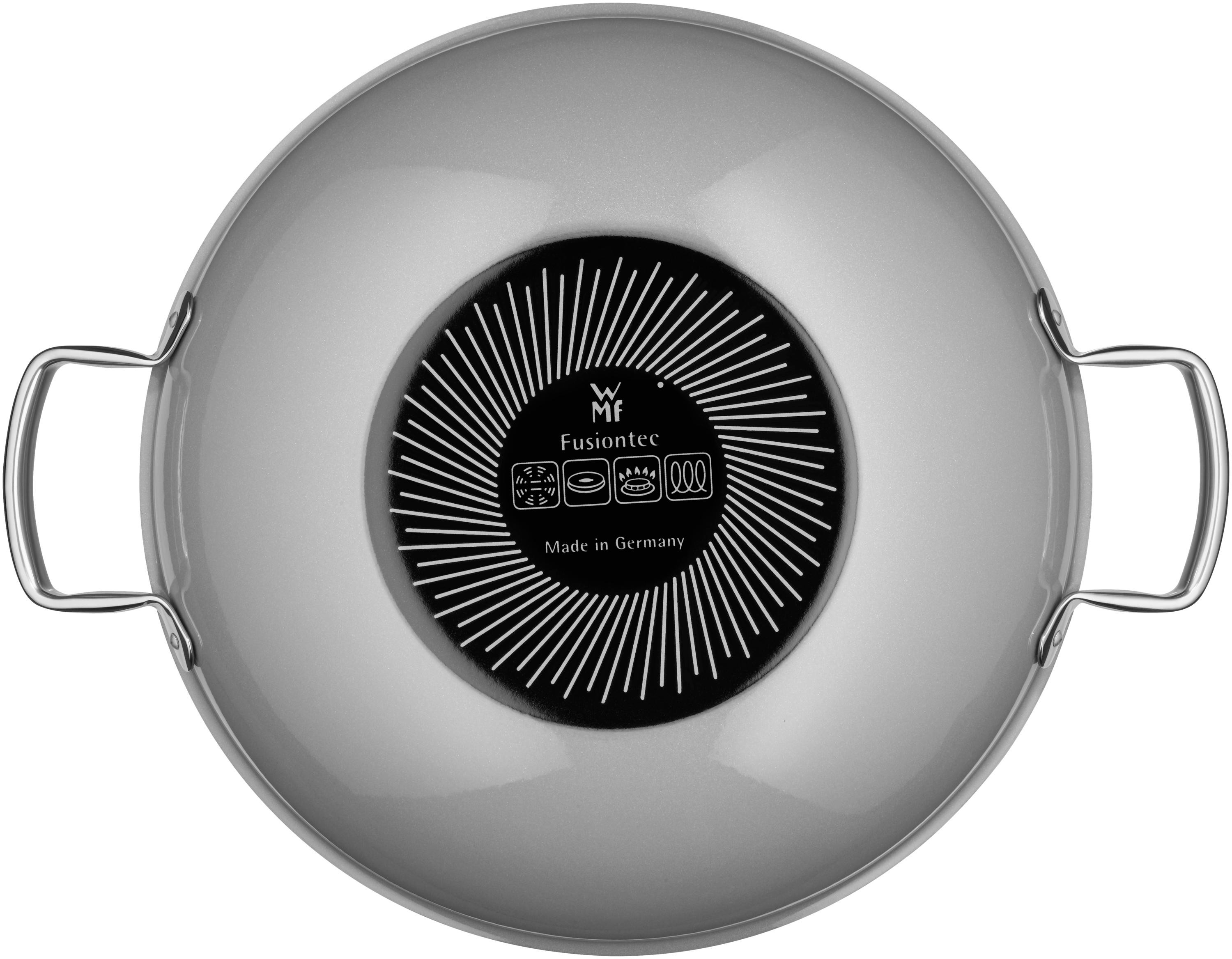 WMF Fusiontec Mineral Wok mit Glasdeckel, 32 cm, Platinum