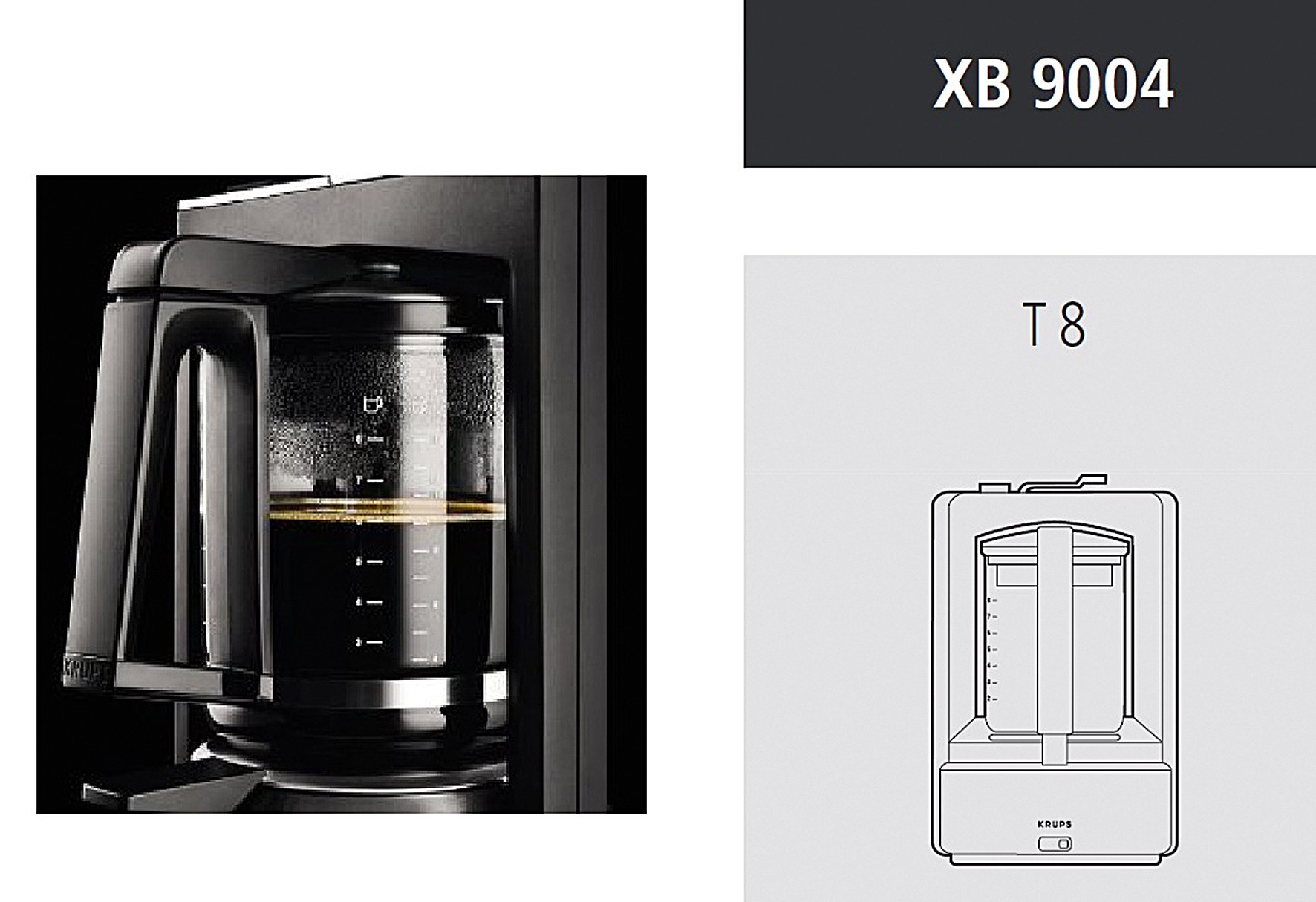 KRUPS Ersatzkrug XB 9004 passend zu T8.3 neu, Lieferung ohne Deckel schwarz