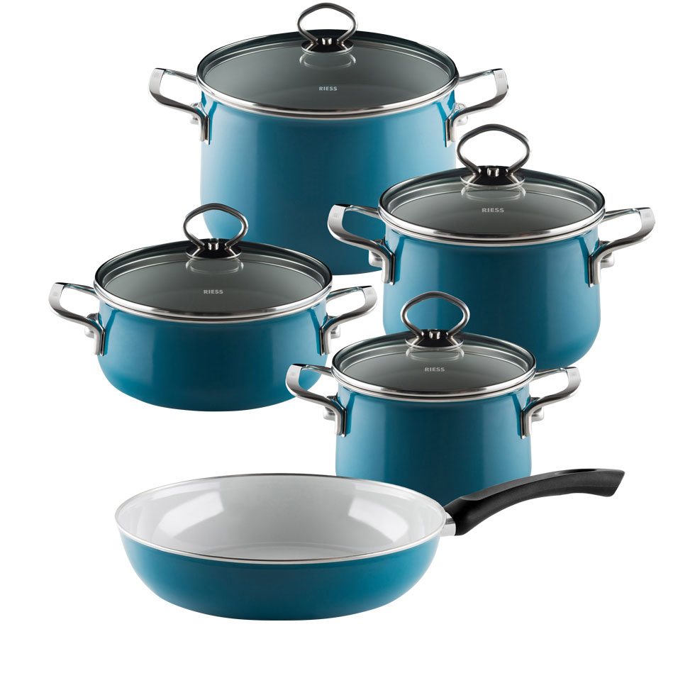 Riess Topfset Emaille-Set 5-tlg. Aquamarin