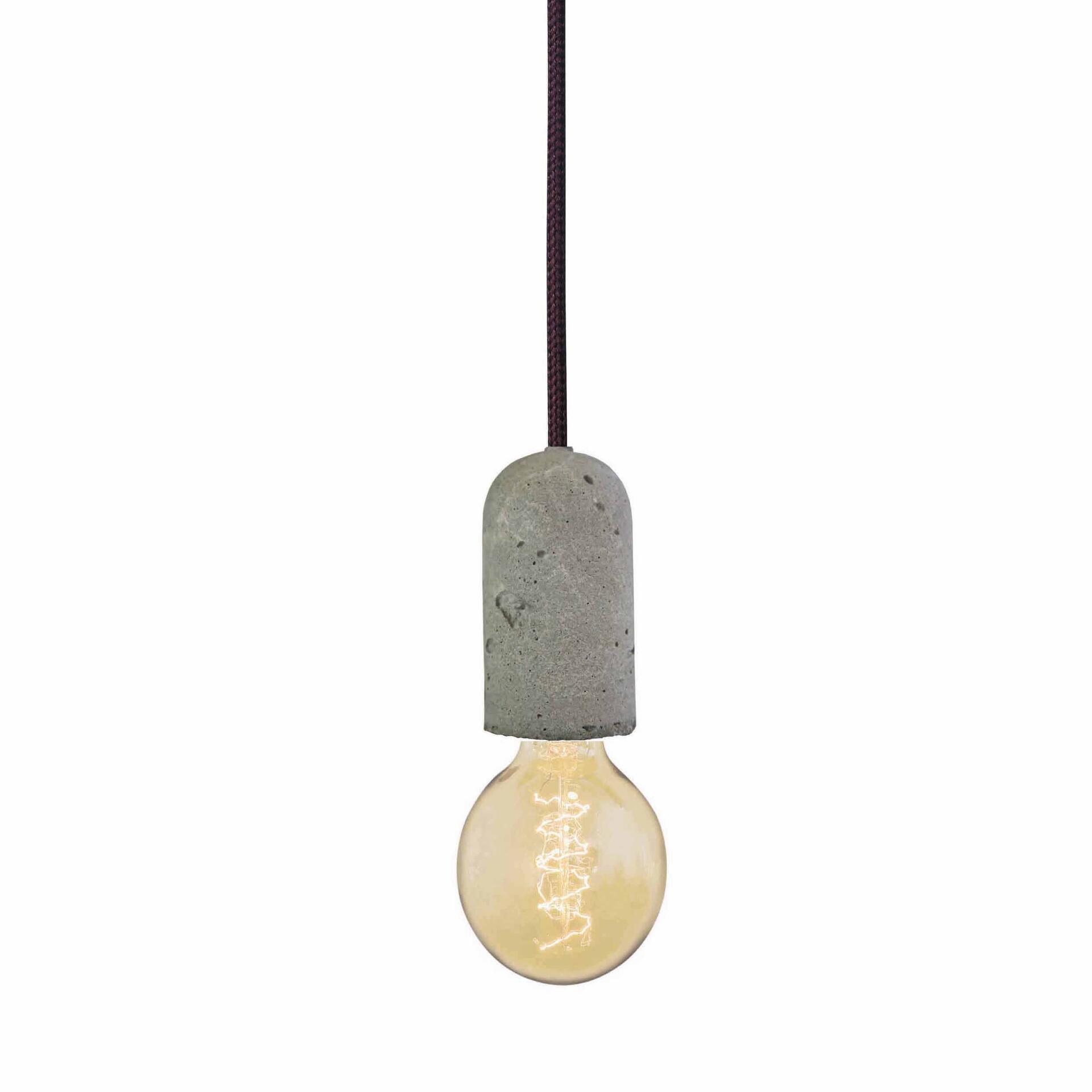 NUD Collection Classic – Weiße Porzellan-Lampenfassung Mit Stoffkabel In Pewter