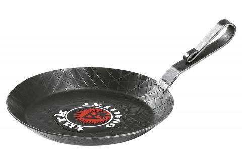 4 Stück Gusseisen Servierpfannen 24cm - Mit Hakenstiel Inklusive Brett